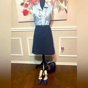 Brooks Brothers Dark Blue Textured Skirt
